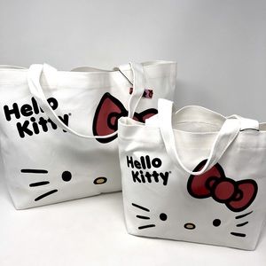 NEW Sanrio 2-Piece Hello Kitty Canvas Tote Bag Set